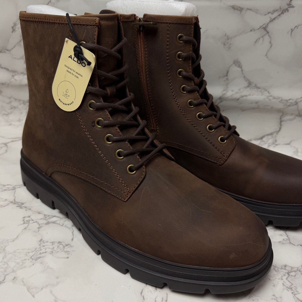 Aldo Dark Brown Men's Lace-Up Boots - Picture 2 of 10